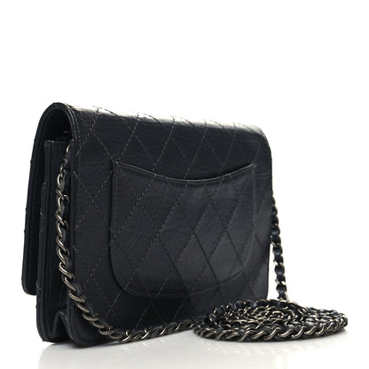 Chanel Aged Calfskin Quilted Reissue Wallet On Chain WOC Navy 3 of 11