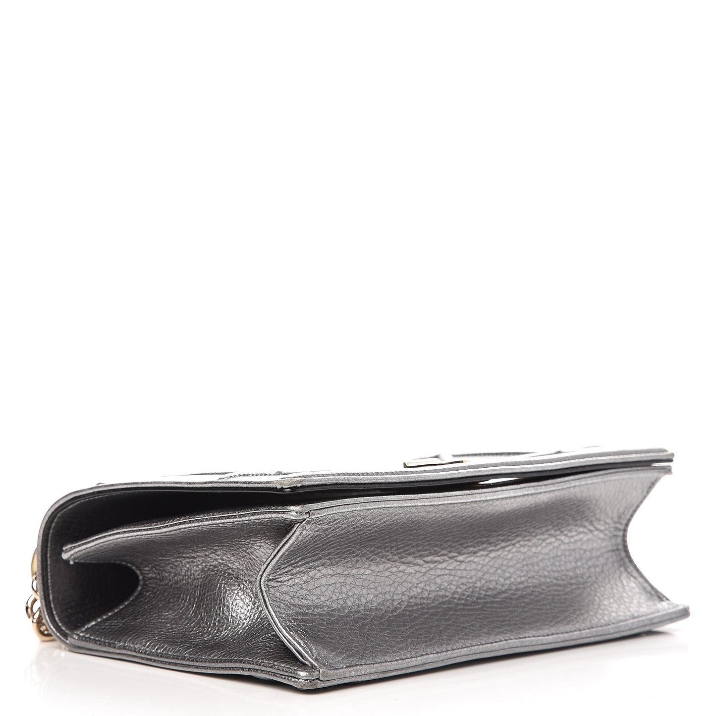 Metallic Grained Calfskin Medium Diorama Flap Bag Silver