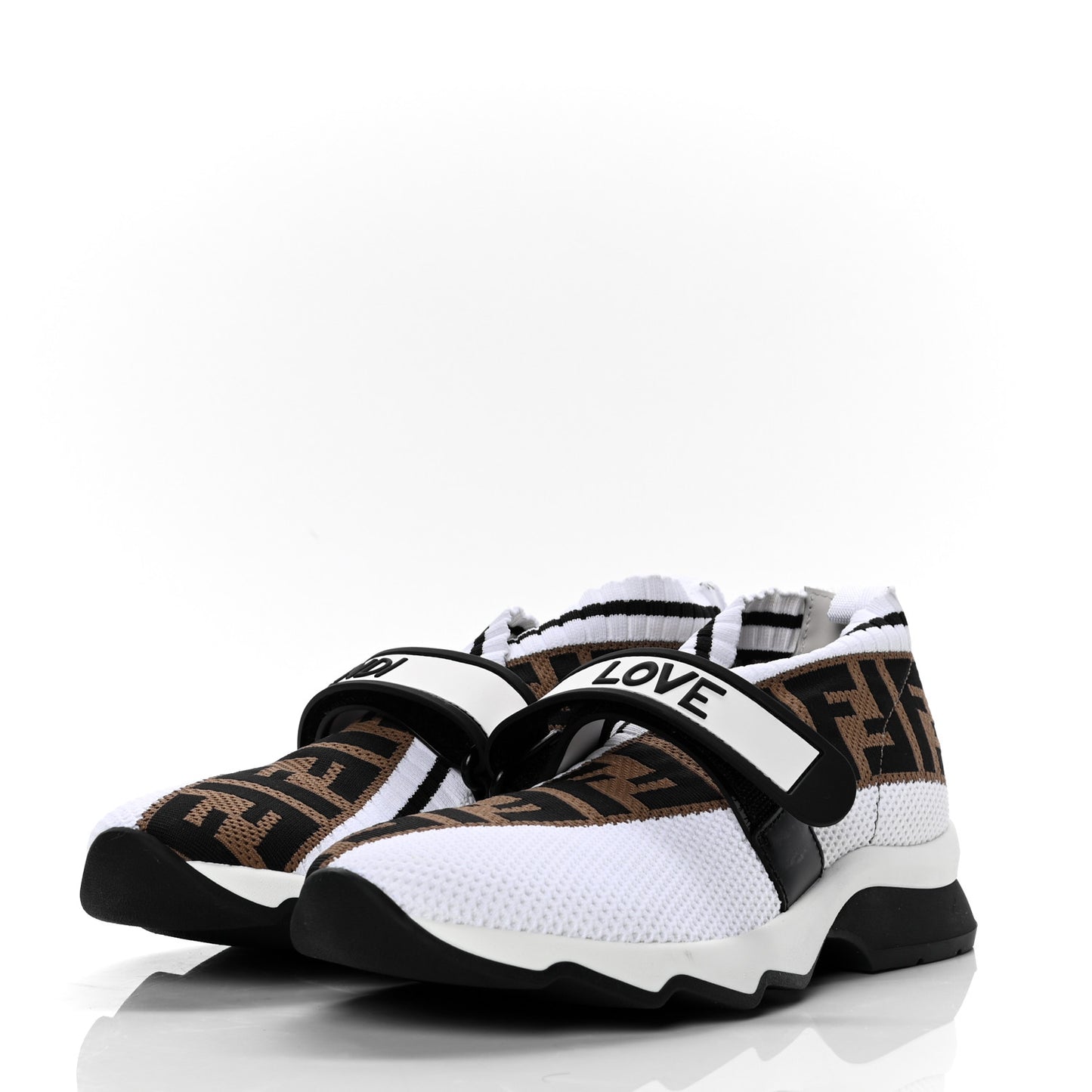 Stretch Yarn FF Stiff Band Rockoko Sneakers 36.5 White Black Tobacco