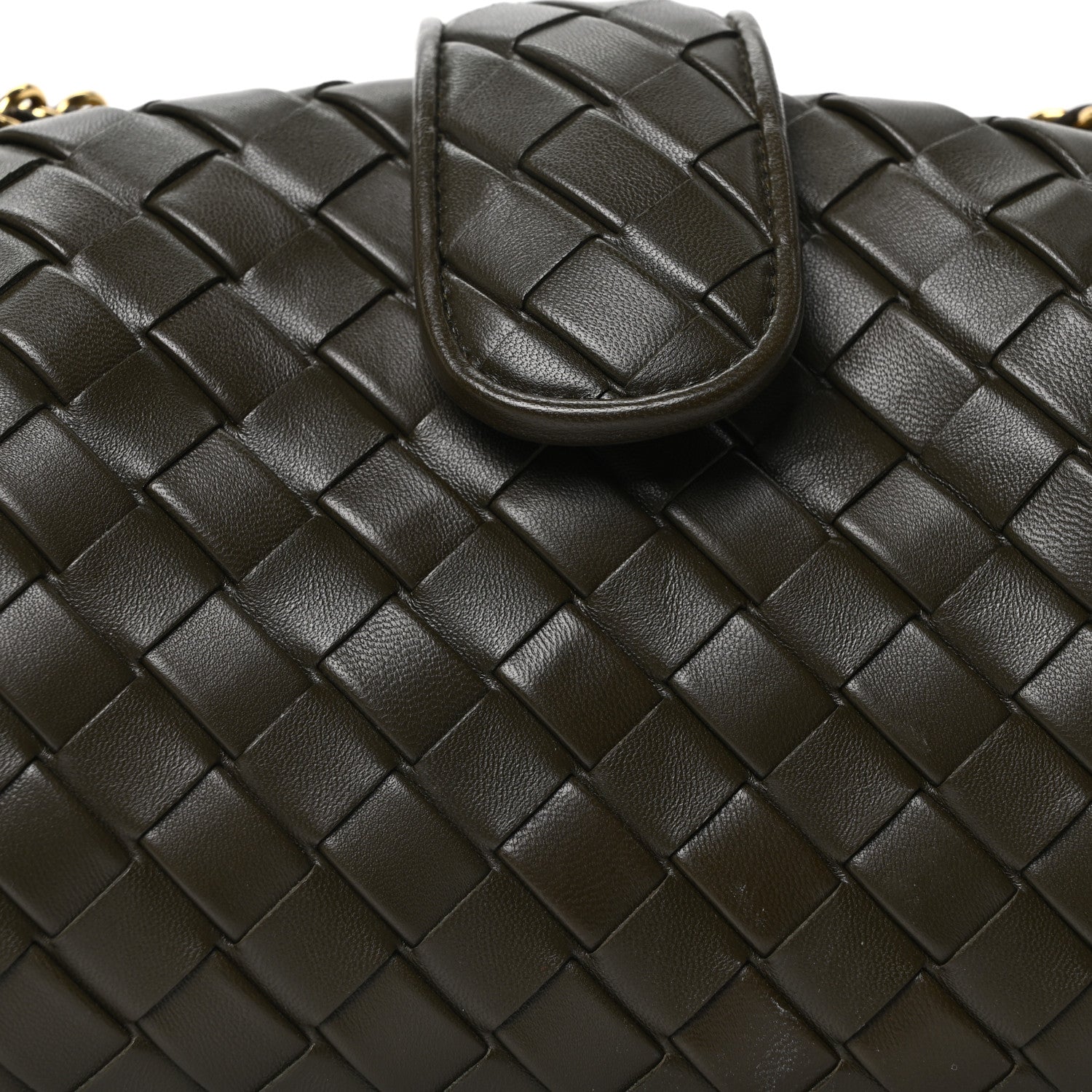 Bottega Veneta Nappa Intrecciato Teen The Lauren 1980 Clutch With Chain Kaki 7 of 9