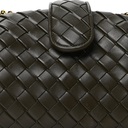 Bottega Veneta Nappa Intrecciato Teen The Lauren 1980 Clutch With Chain Kaki 7 of 9