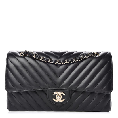 Chanel Lambskin Chevron Quilted Medium Double Flap Black 1 of 11