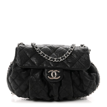 Chanel Washed Lambskin Quilted Medium Chain Around Messenger Black 1 of 11