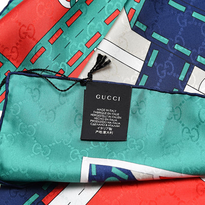 Gucci Silk Chain Argyle Square Scarf Flame Dark Green 3 of 4