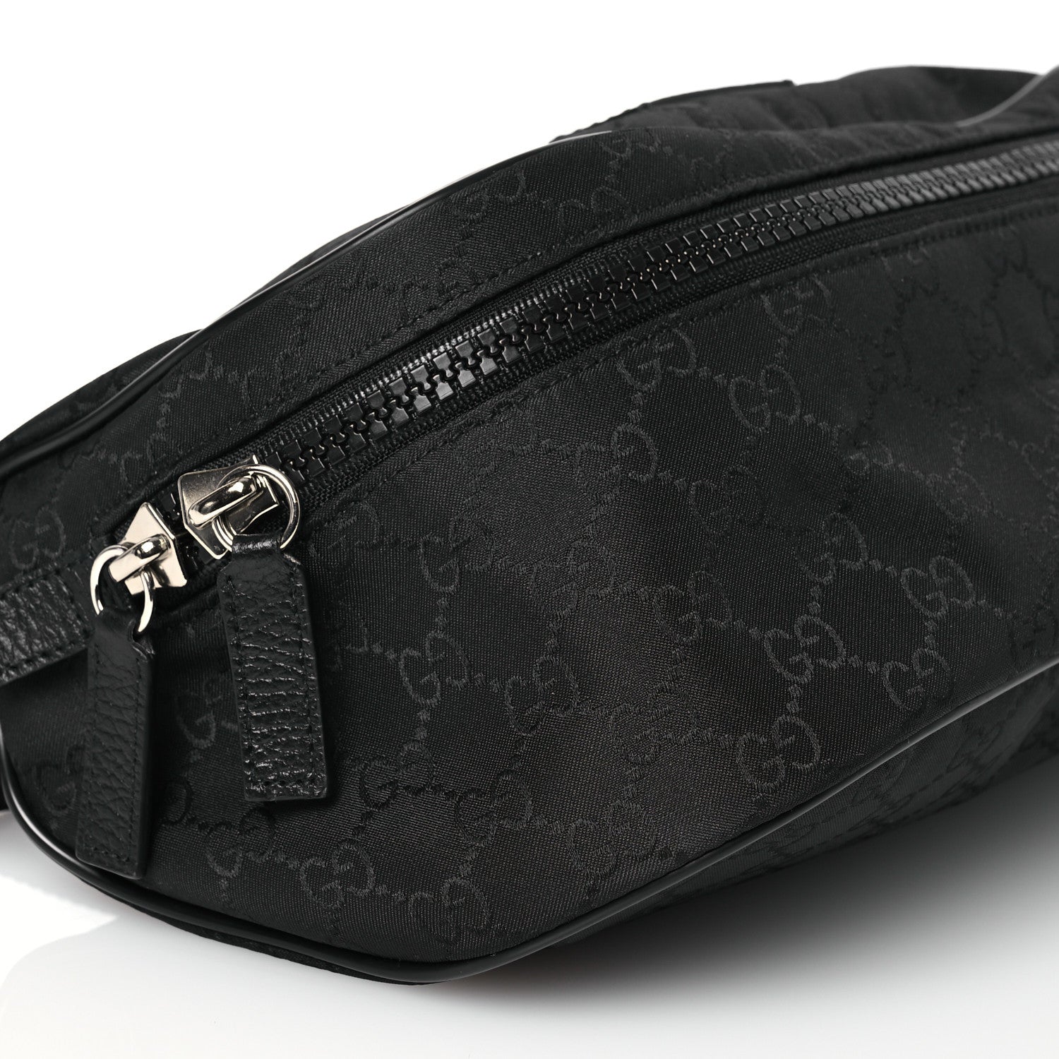 Gucci Nylon Monogram Fanny Pack Belt Bag Black 10 of 11