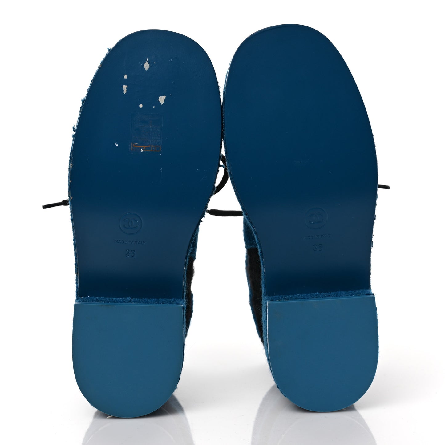 Tweed CC Lace Up Boots 36 Black Turquoise