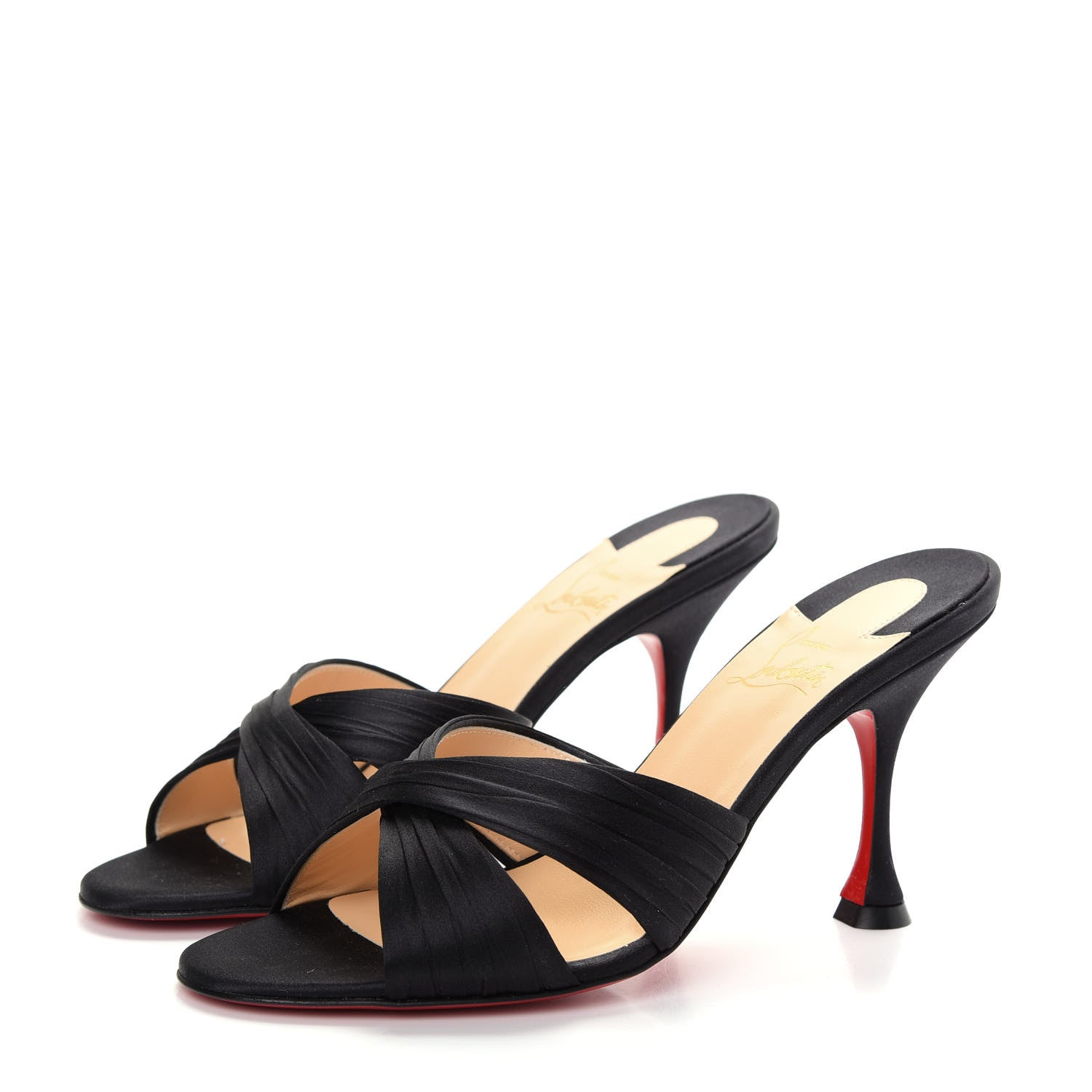 Christian Louboutin Crepe Satin Nicol Is Back 85 Slide Sandals 38 Black 3 of 10