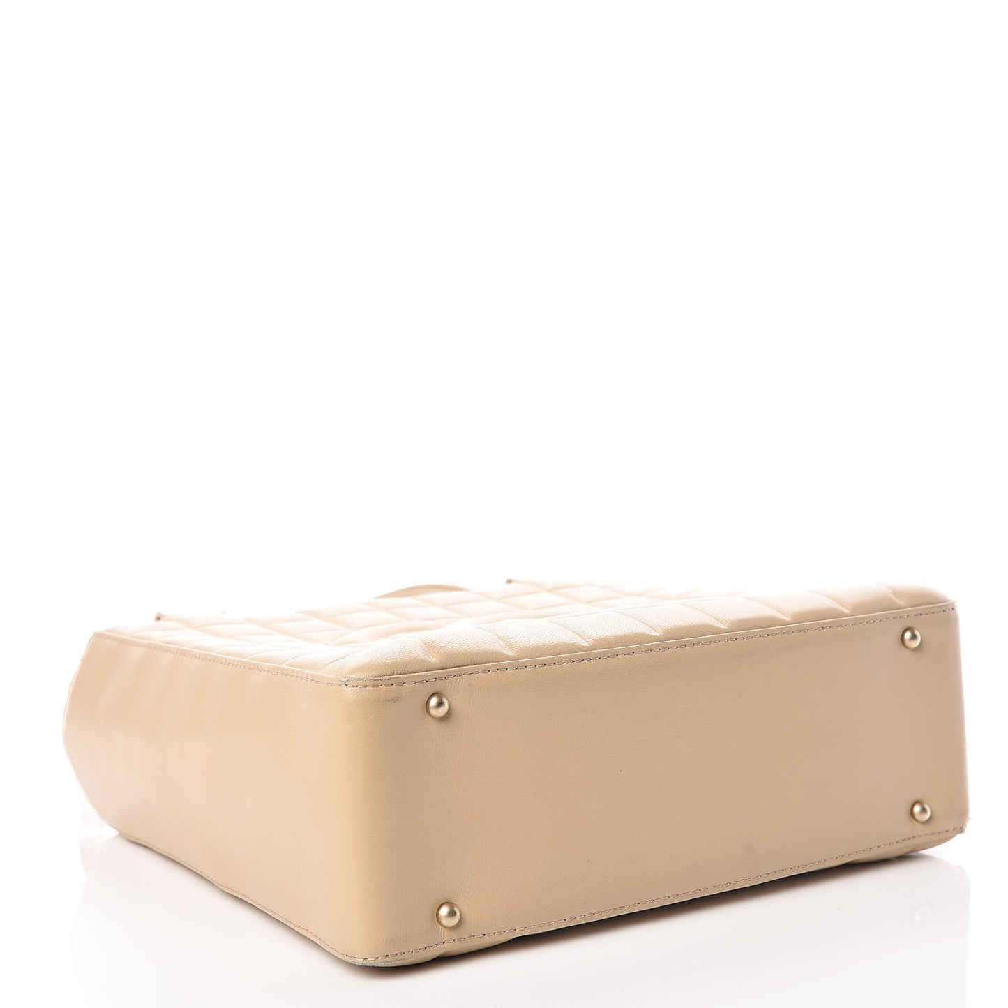 Lambskin Chocolate Bar Quilted Small Shoulder Bag Beige