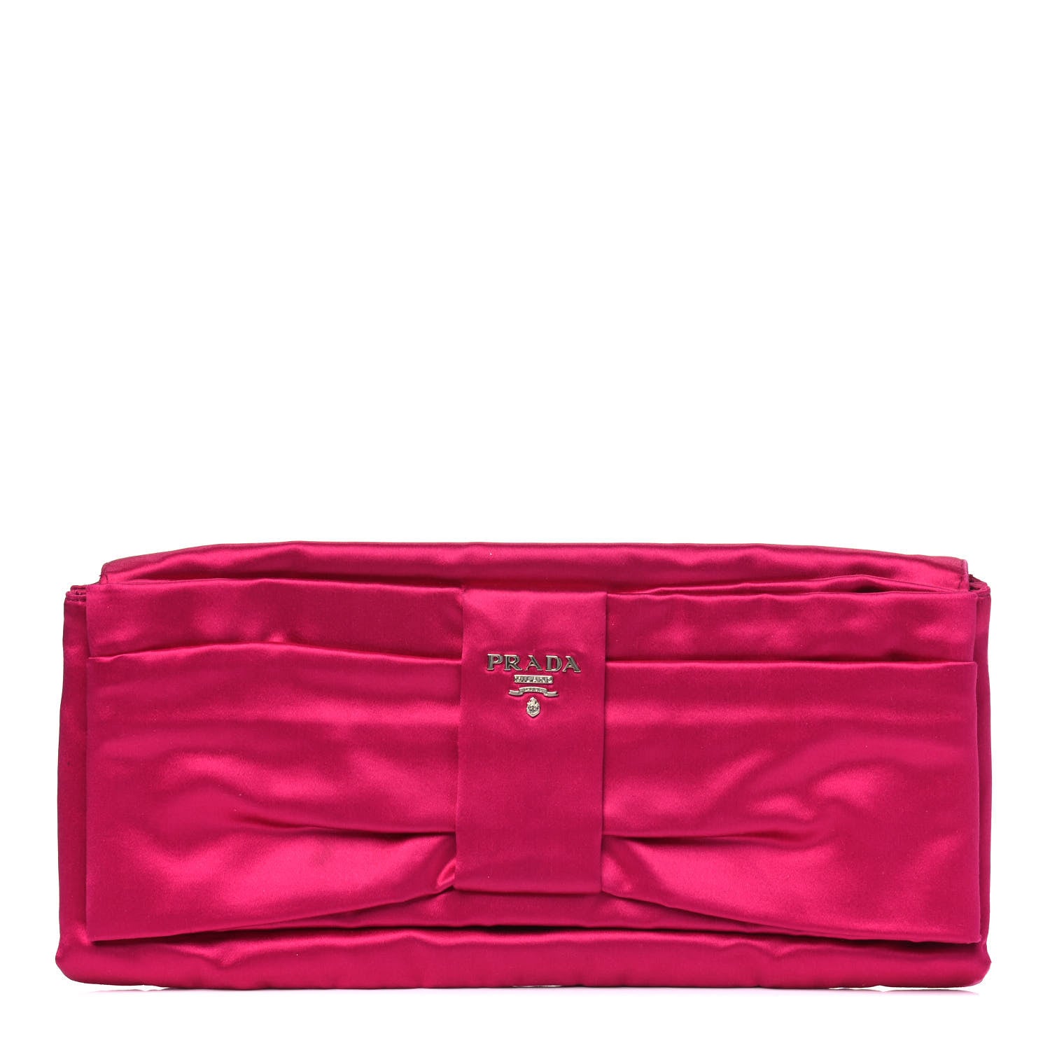 Prada Satin Rasso Bow Pochette Clutch Fuxia 1 of 10