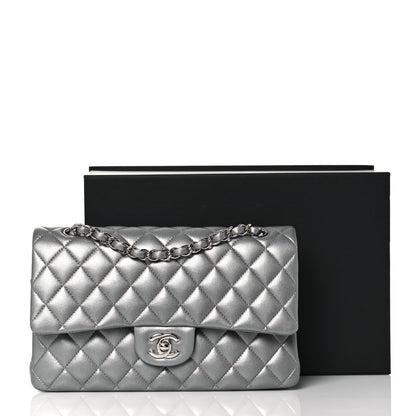 Chanel Metallic Lambskin Quilted Medium Double Flap Silver 14 of 14