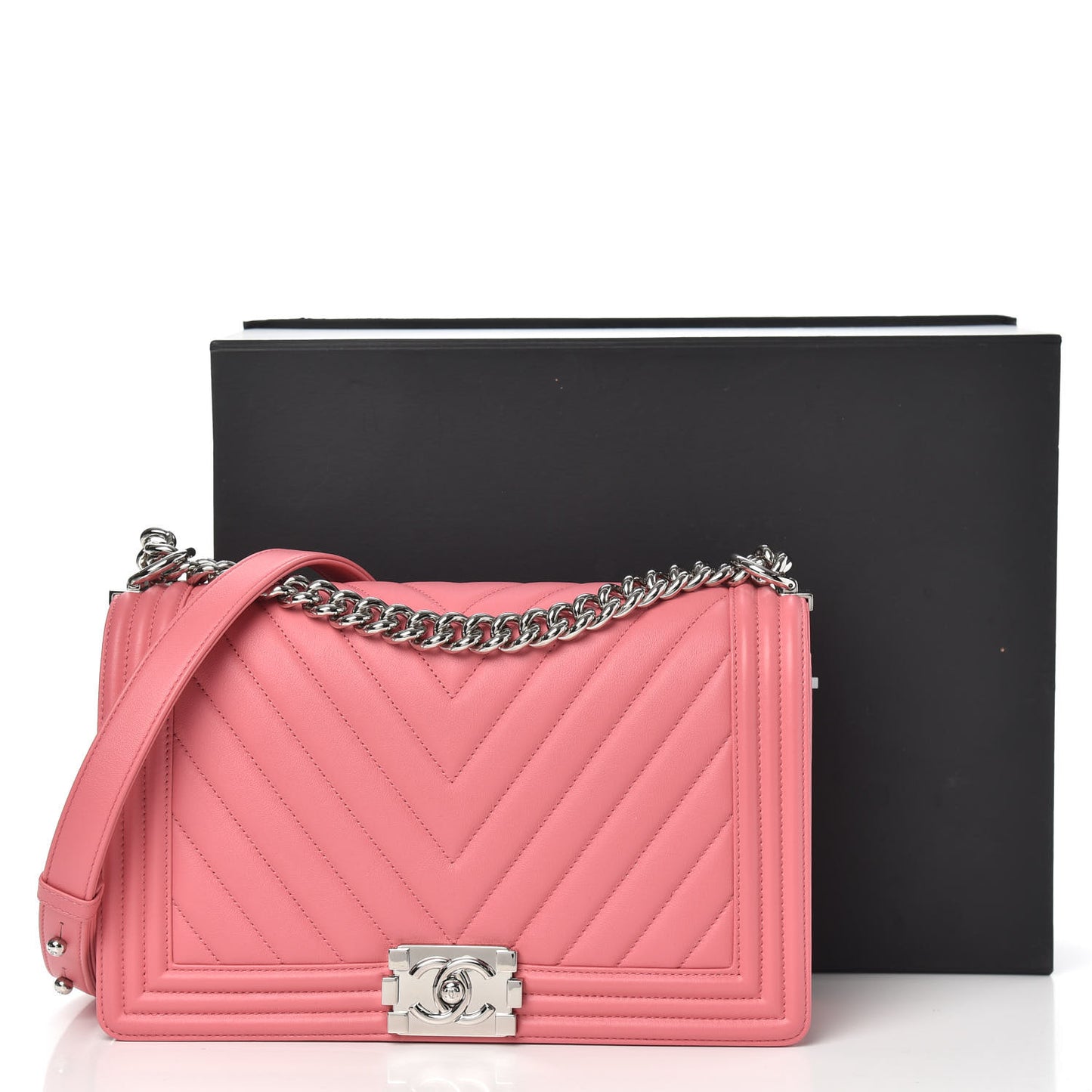 Lambskin Chevron Quilted New Medium Boy Flap Pink