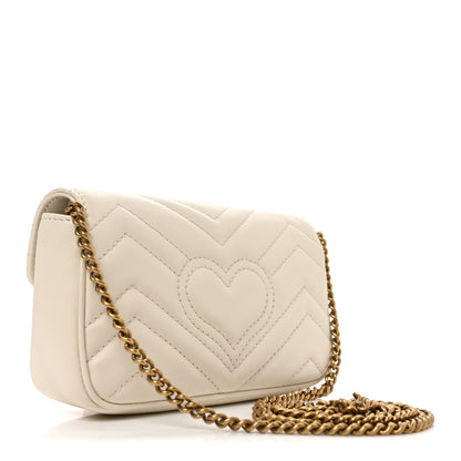 Gucci Calfskin Matelasse Super Mini GG Marmont Shoulder Bag White 2 of 10