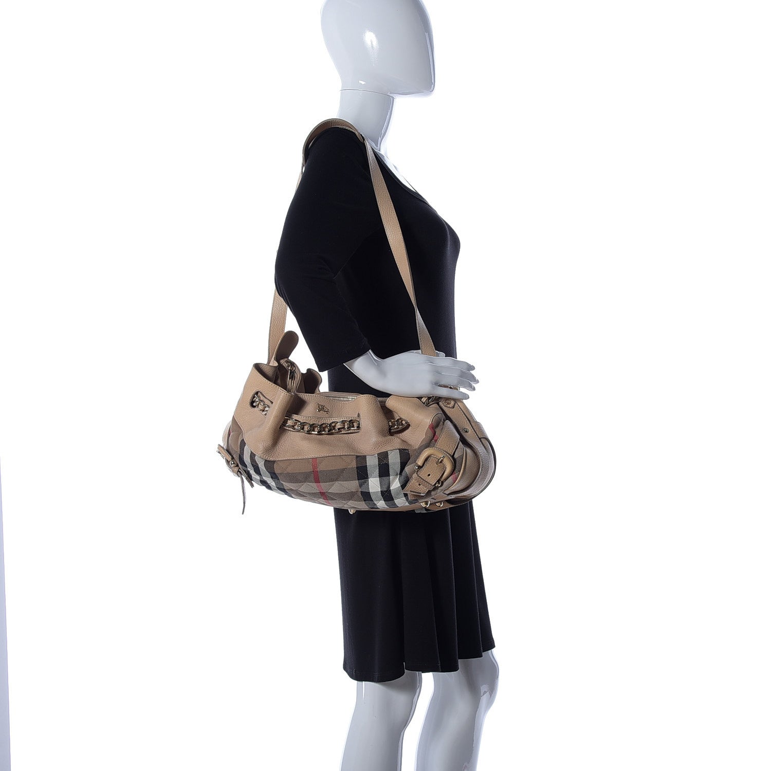 Burberry Calfskin Quilted House Check Shoulder Bag Beige 2 of 10