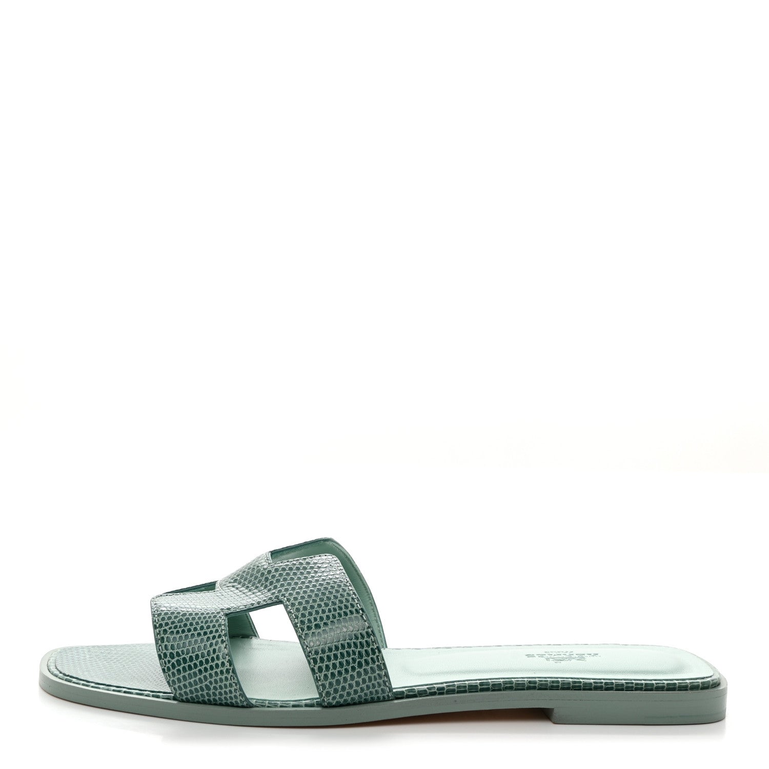 Hermes Lizard Oran Sandals 41 Turquoise 1 of 9