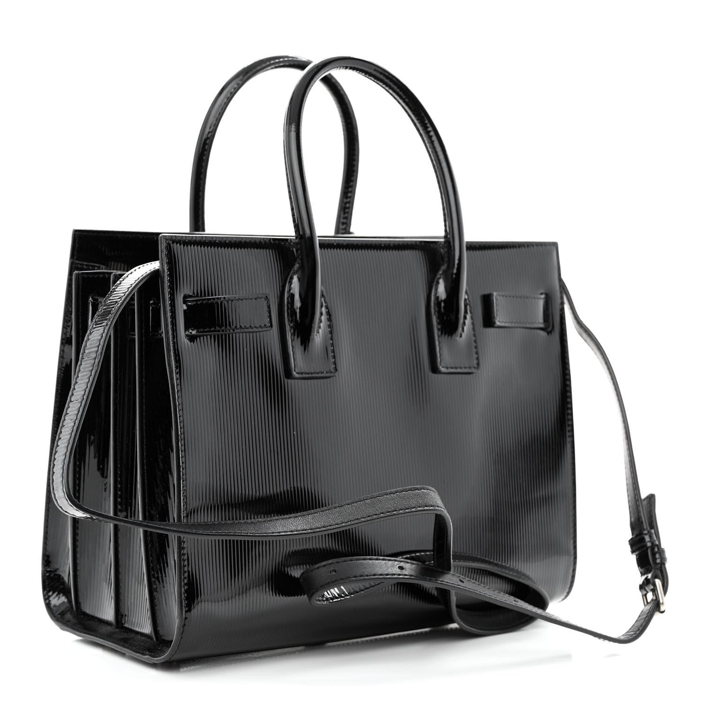 Ribbed Patent Calfskin Baby Sac De Jour Black