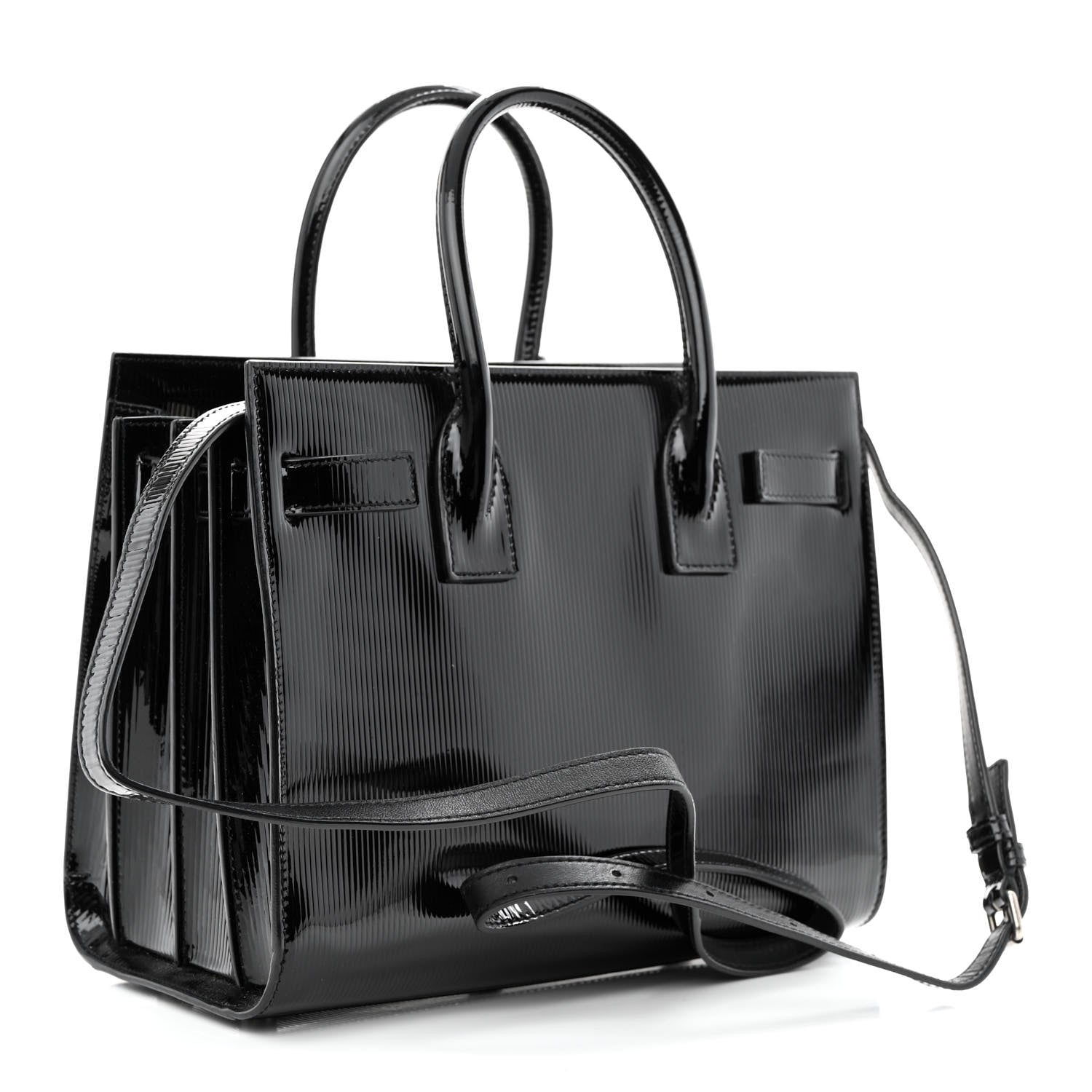 Saint Laurent Ribbed Patent Calfskin Baby Sac De Jour Black 3 of 13