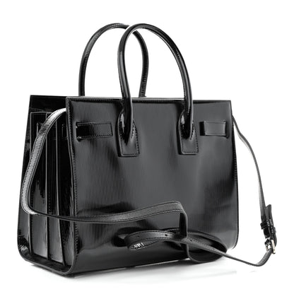 Saint Laurent Ribbed Patent Calfskin Baby Sac De Jour Black 3 of 13