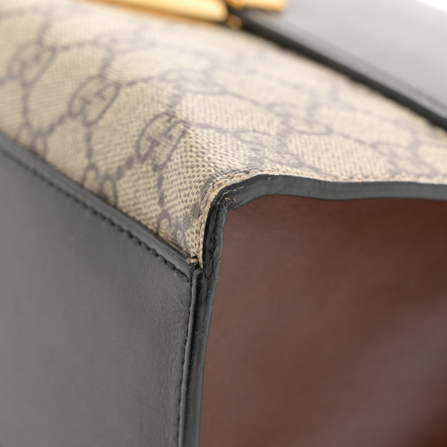 GG Supreme Monogram Calfskin Medium Padlock Shoulder Bag Beige Black Cuir