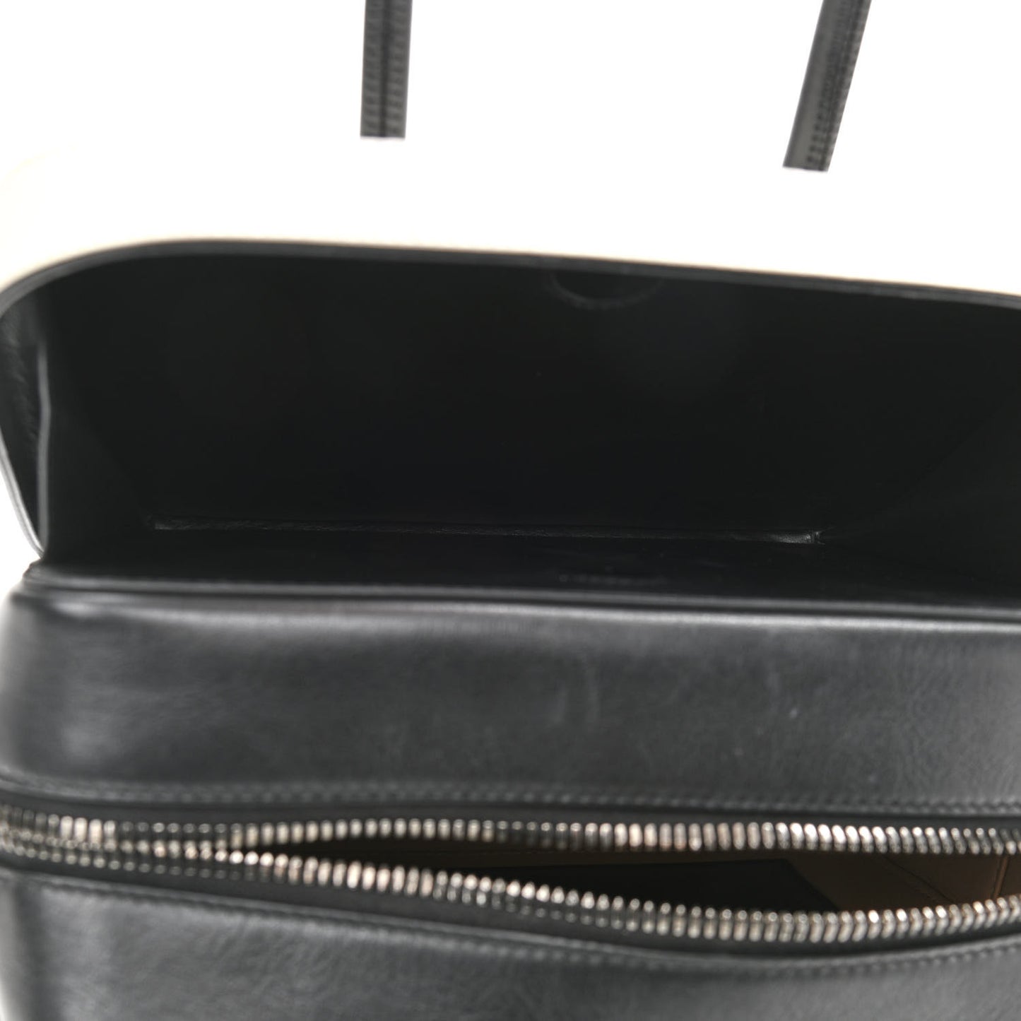 Calfskin Top Handle Bag White Black
