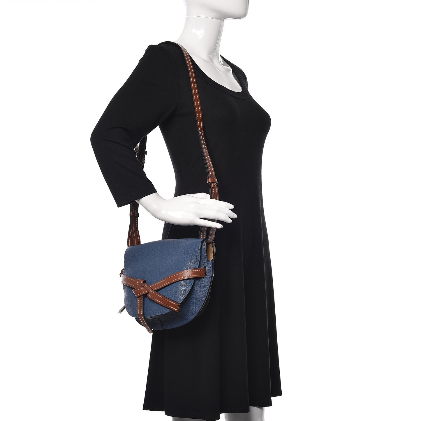 Grained Calfskin Small Gate Crossbody Bag Varsity Pecan