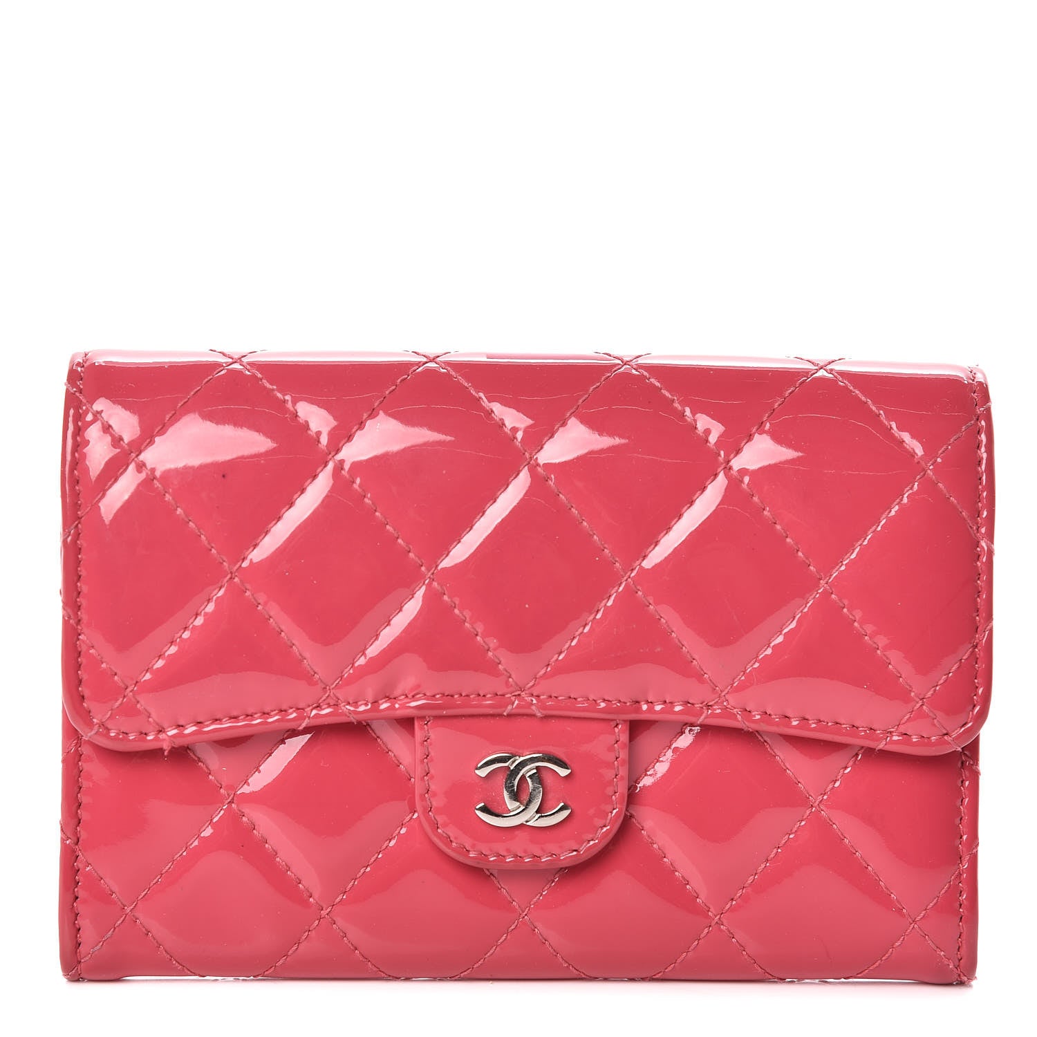 Chanel Patent Calfskin Quilted Small Flap Wallet Pink 1 of 8