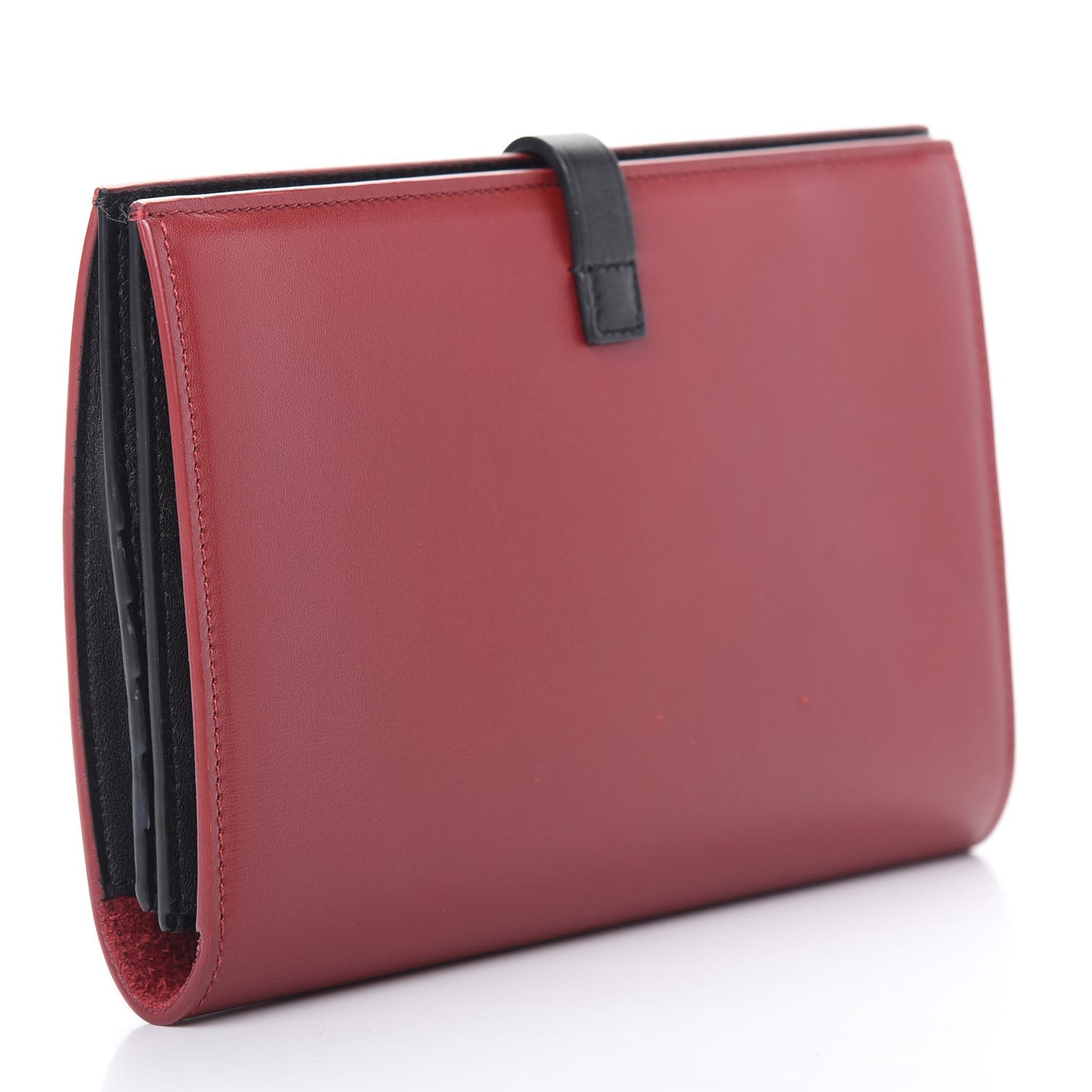 Smooth Calfskin Medium Multifunction Strap Wallet Coquelicot