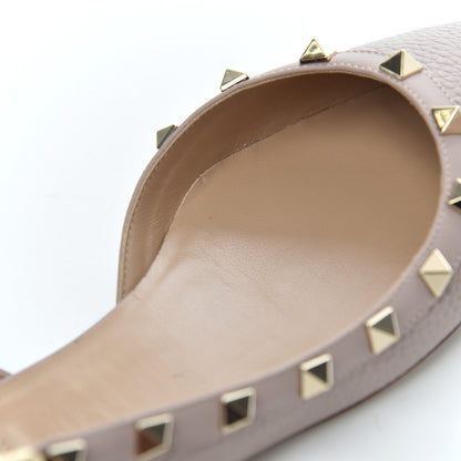 Valentino Garavani Pebbled Calfskin Rockstud Slingback Flats 38 Poudre 13 of 16