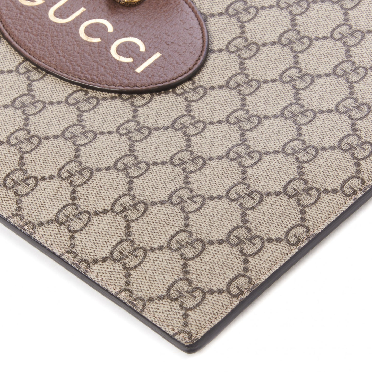 GG Supreme Monogram Neo Vintage Zip Wristlet Pouch Beige New Acero Crop