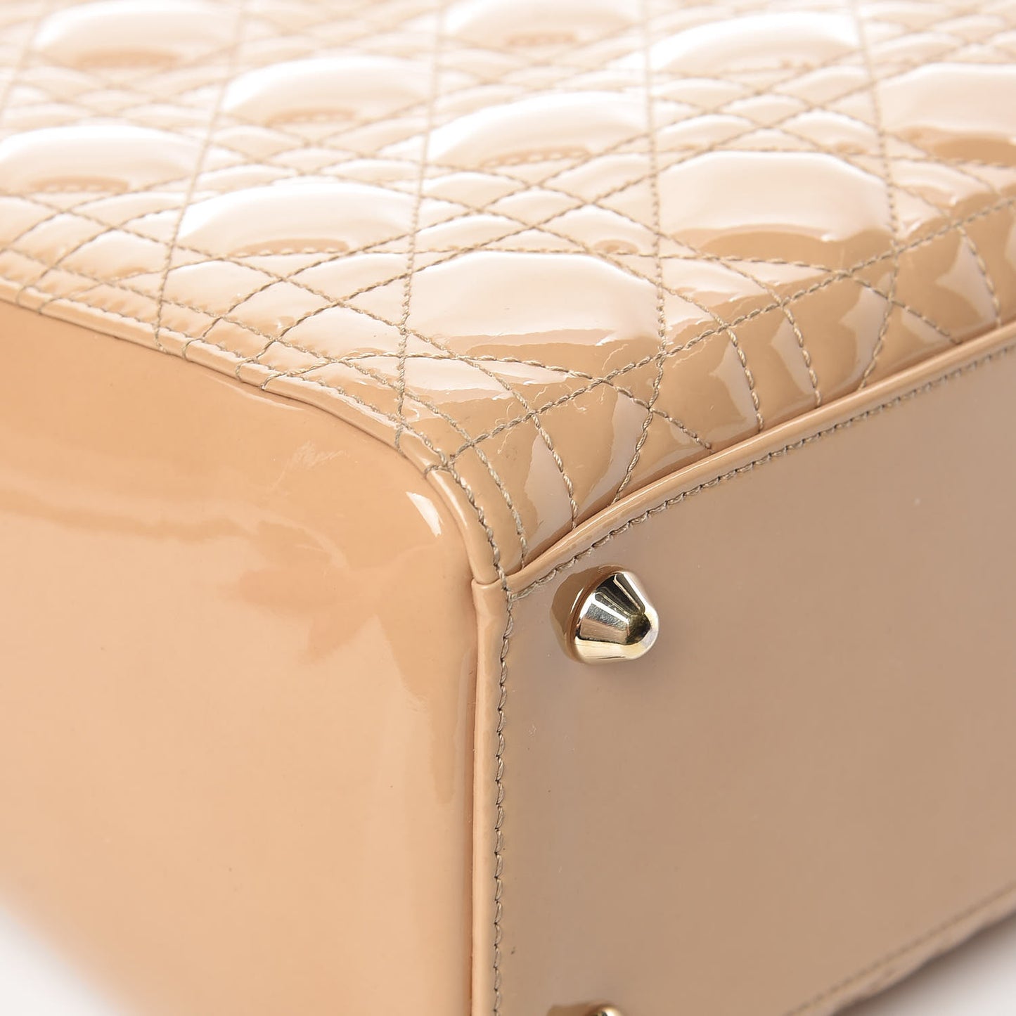 Patent Cannage Large Lady Dior Dark Beige