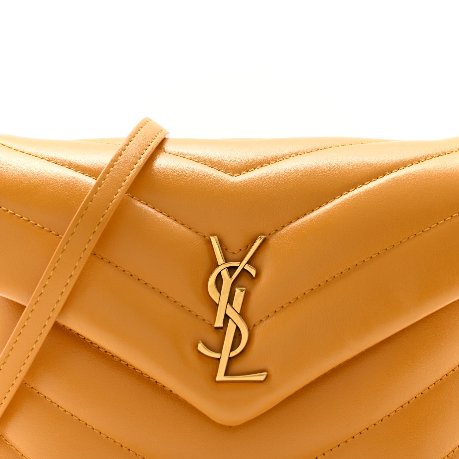 Saint Laurent Calfskin Y Quilted Monogram Toy Loulou Crossbody Bag Cheddar 9 of 12