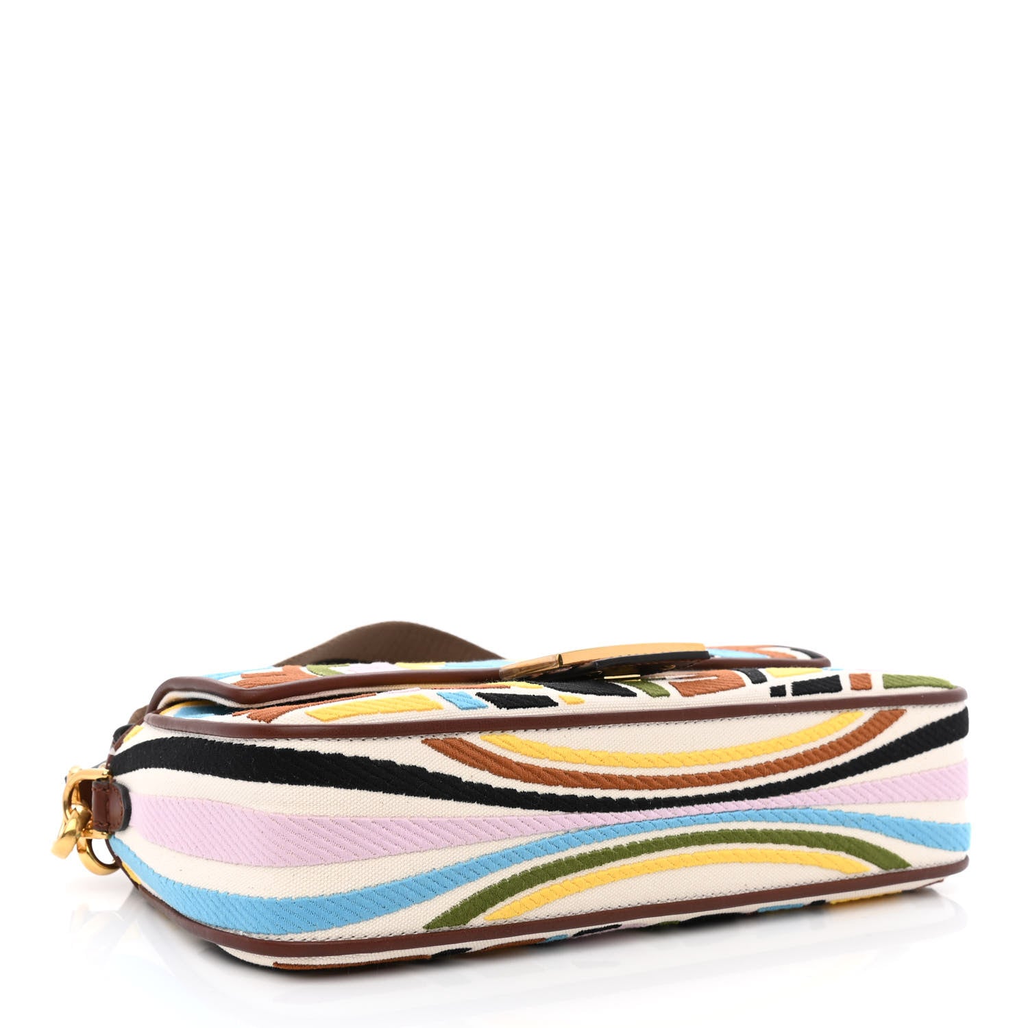 Fendi X SARA COLEMAN Canvas Vitello King Seta FF Fish Eye Embroidered Baguette Grezzo Multicolor Ghianda 4 of 11