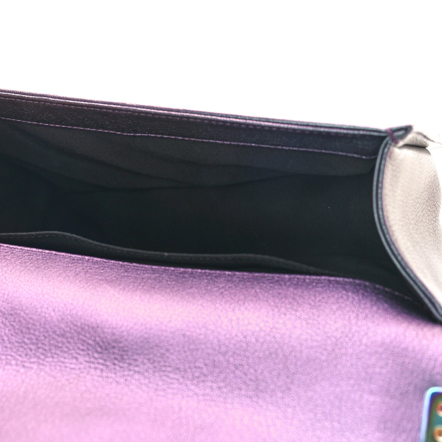 Iridescent Goatskin Quilted Medium Boy Flap Purple