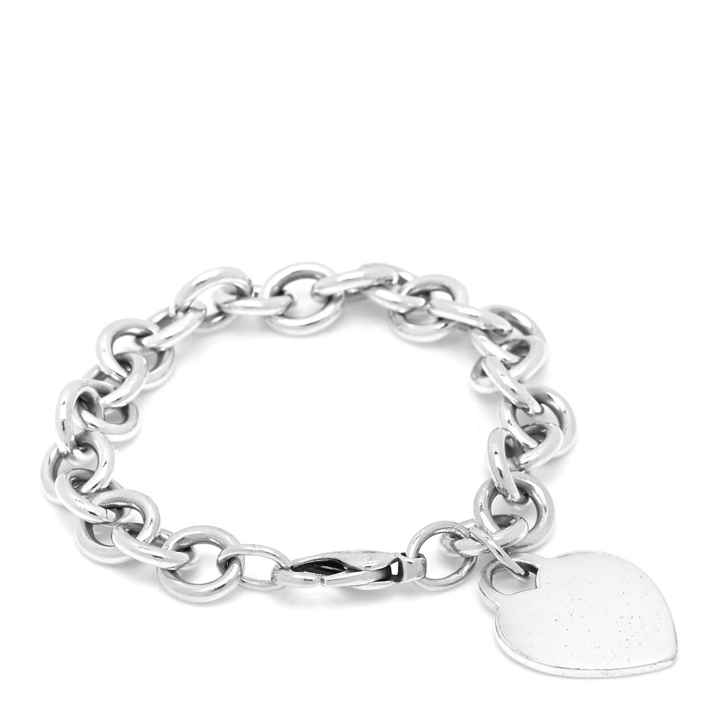 Sterling Silver Heart Tag Charm Bracelet