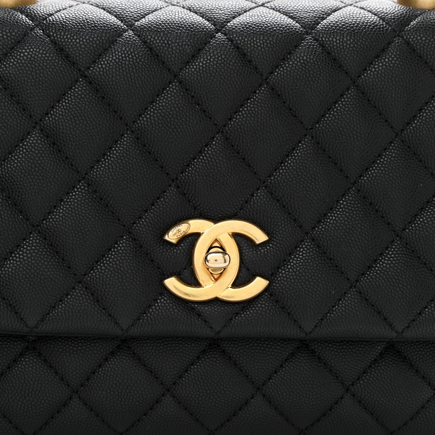 Chanel Caviar Lizard Embossed Quilted Small Coco Handle Flap Black 7 of 11