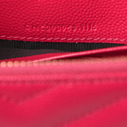Saint Laurent Grain De Poudre Matelasse Chevron Monogram Envelope Chain Wallet Bubblegum 8 of 9