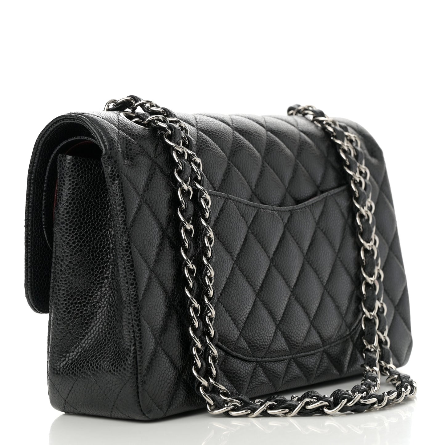 Caviar Quilted Medium Double Flap Black