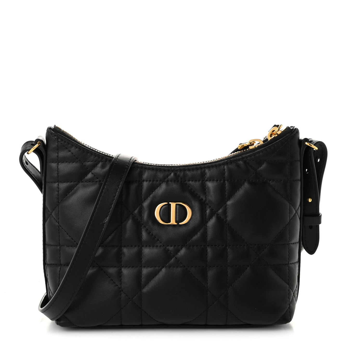 Calfskin Macrocannage Miss Caro Diorling Mini Bag with Chain Black