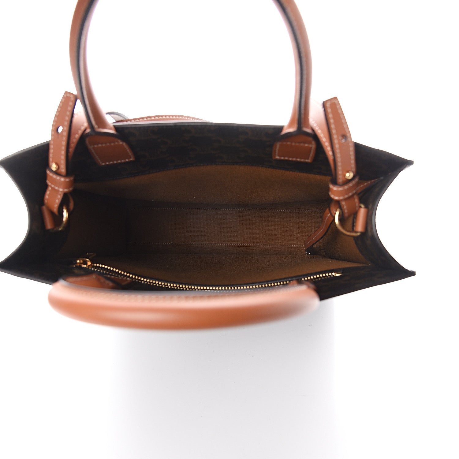 Celine Triomphe Canvas Calfskin Small Vertical Cabas Tan 4 of 8