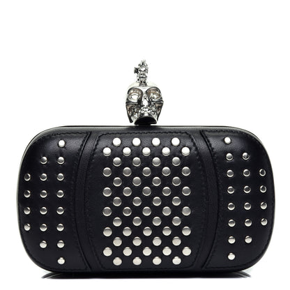 Alexander McQueen Calfskin Studded Punk Skull Box Clutch Black 1 of 10