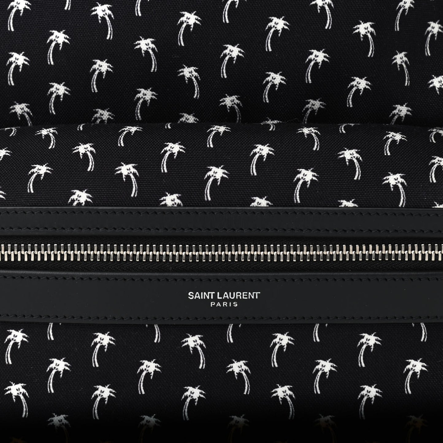 Canvas Palm Tree Print City Backpack Black White