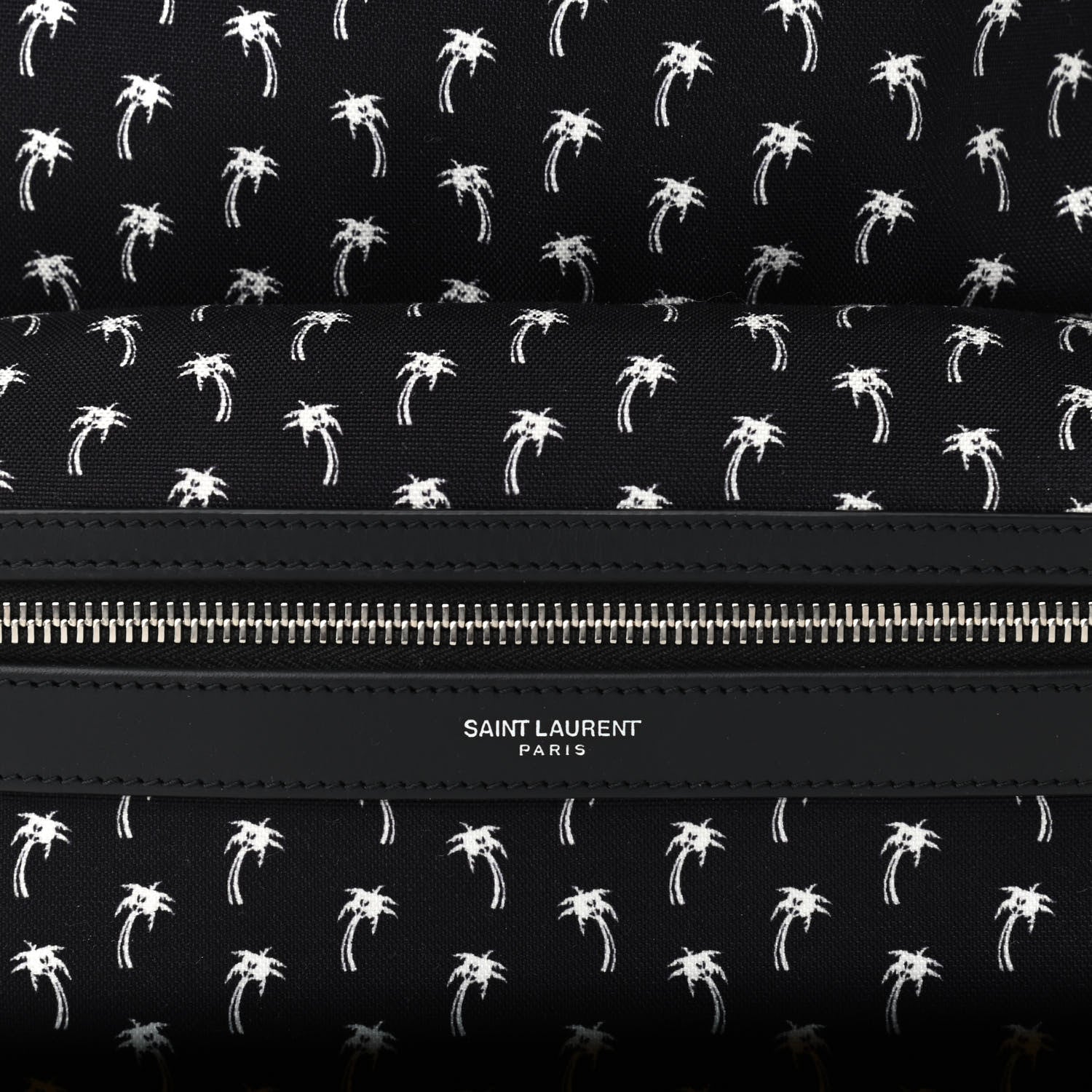 Saint Laurent Canvas Palm Tree Print City Backpack Black White 7 of 9