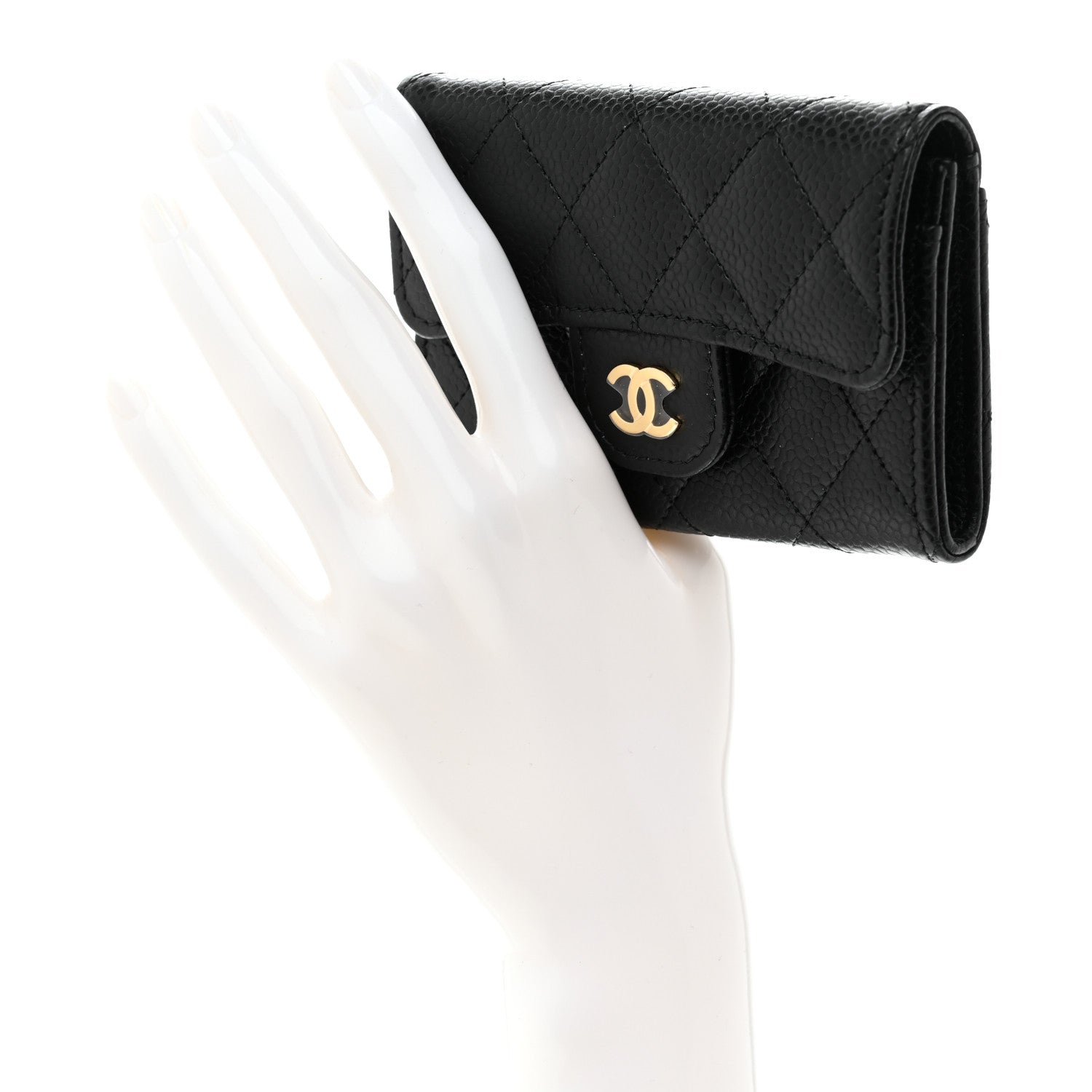 Chanel Caviar Quilted Flap Card Holder Wallet Black 2 of 9