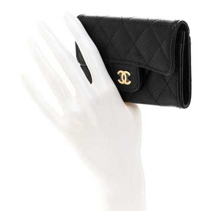 Chanel Caviar Quilted Flap Card Holder Wallet Black 2 of 9