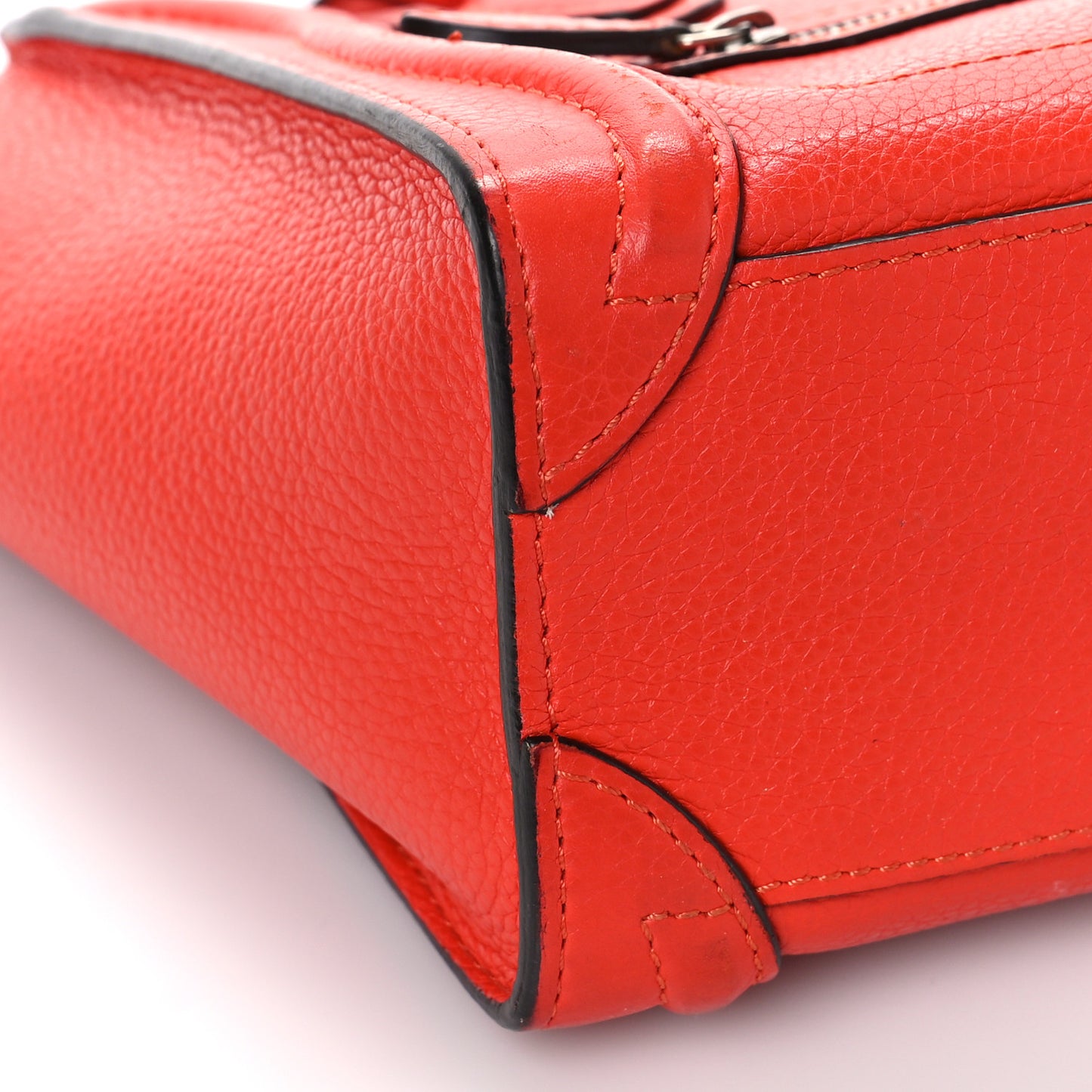Drummed Calfskin Nano Luggage Vermillion