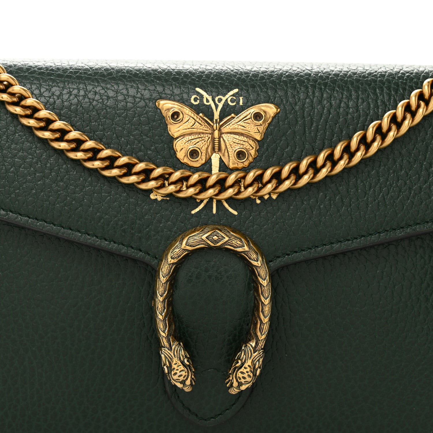 Gucci Calfskin Garden Dionysus Chain Wallet Emerald 9 of 11