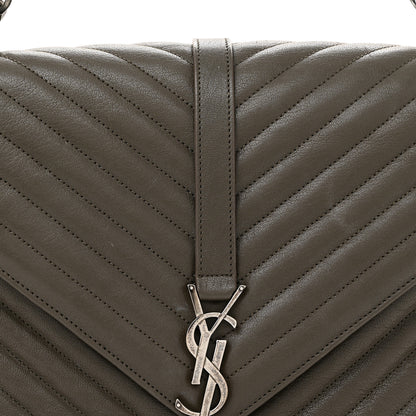 Saint Laurent Sheepskin Matelasse Chevron Monogram Large College Satchel Dark Anthracite 8 of 14