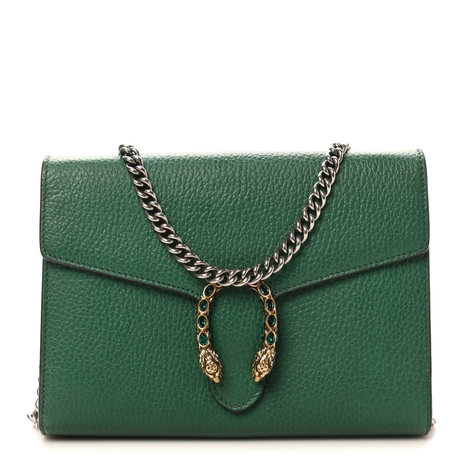 Gucci Calfskin Mini Dionysus Chain Wallet Emerald 1 of 10