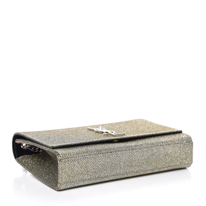 Saint Laurent Metallic Canvas Woven Medium Classic Monogram Kate Satchel Gold 4 of 7
