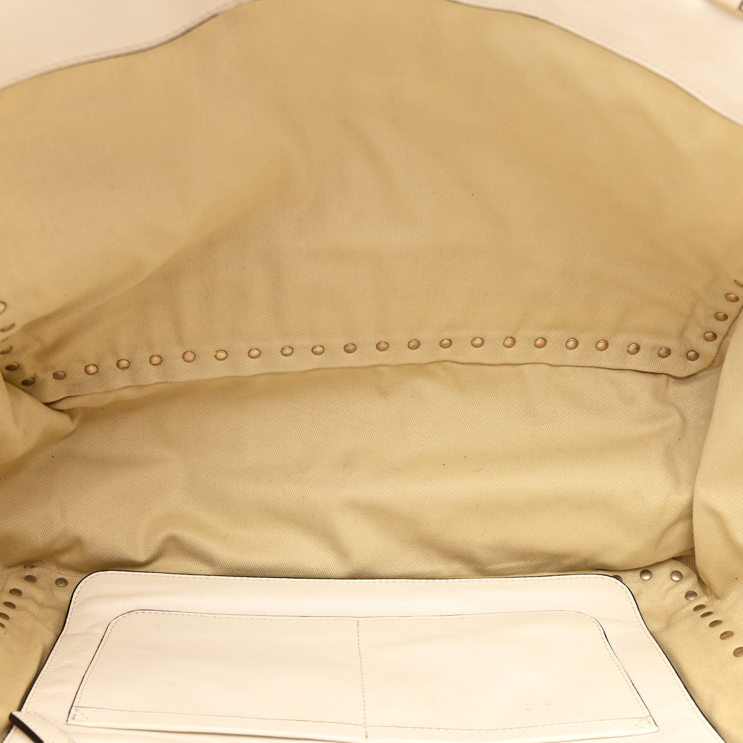 Valentino Garavani Vitello Medium Rockstud All Over Tote White 5 of 9