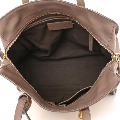 Alexander McQueen Calfskin Small Studded Padlock Zip Around Tote Taupe 5 of 13